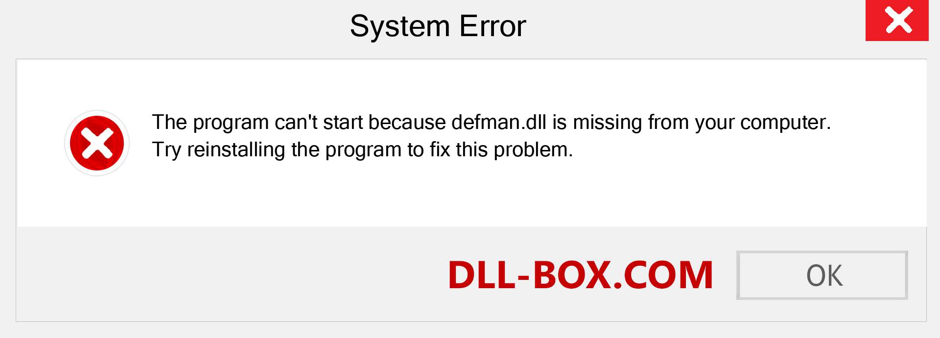  defman.dll file is missing?. Download for Windows 7, 8, 10 - Fix  defman dll Missing Error on Windows, photos, images
