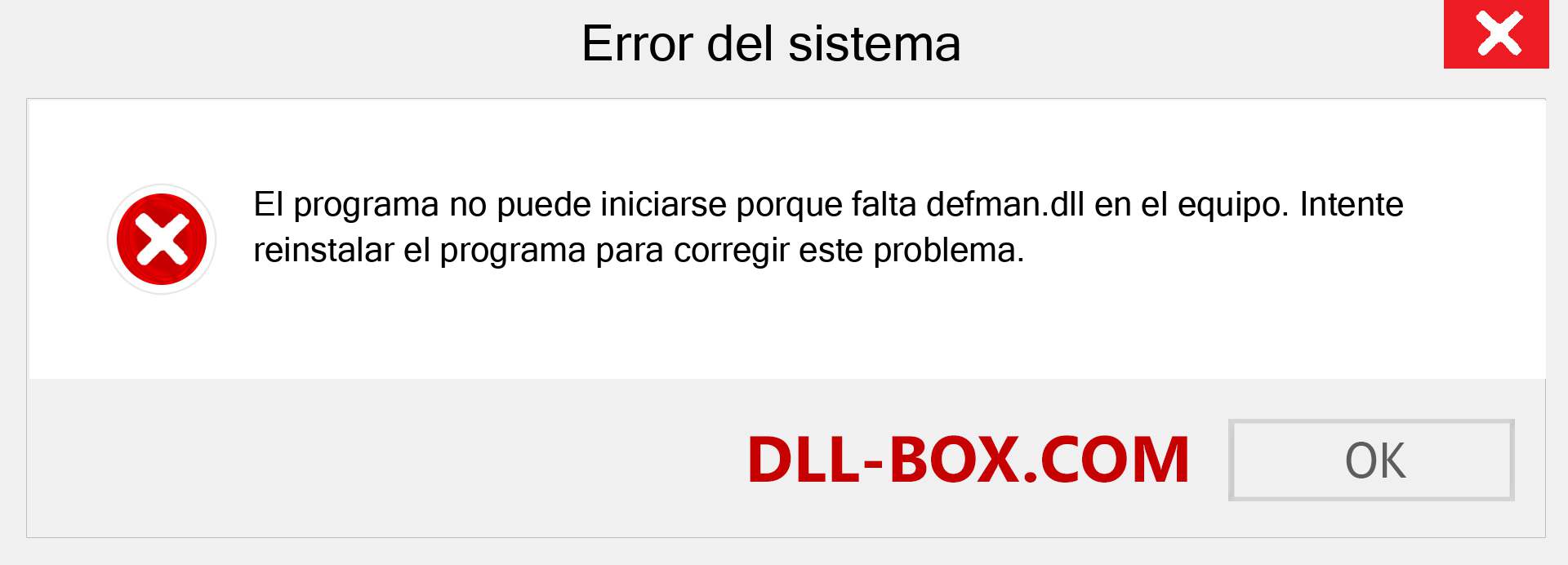 ¿Falta el archivo defman.dll ?. Descargar para Windows 7, 8, 10 - Corregir defman dll Missing Error en Windows, fotos, imágenes